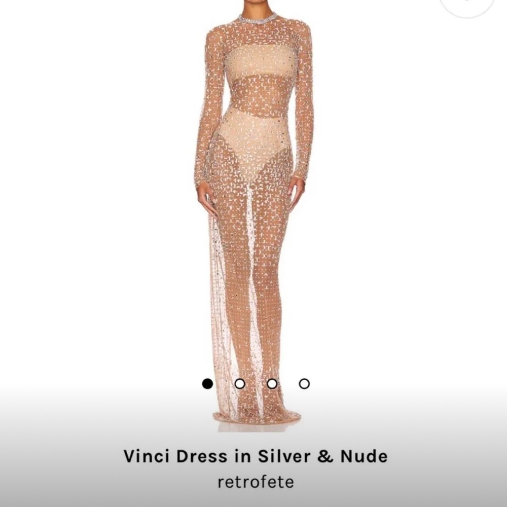 Retrofete Tan Embellished Cut Out Bodycon Dress NWOT